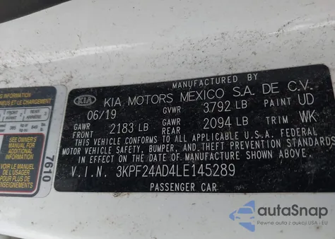 2022 Kia Rio Lx из США, поврежденный, VIN 3KPA24ADXNE494034